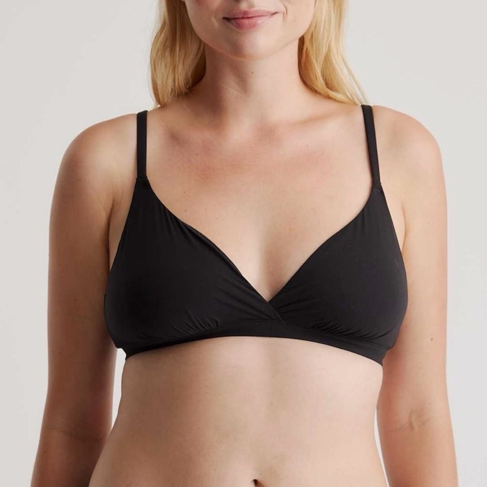 Quince Womens‎ Lingerie Second Skin Crossover Bralette Triangle Wireless Bra L